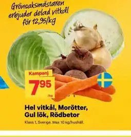 City Gross Hel vitkål, Morötter, Gul lök, Rödbetor erbjuda
