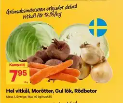 City Gross Hel vitkål, Morötter, Gul lök, Rödbetor erbjuda