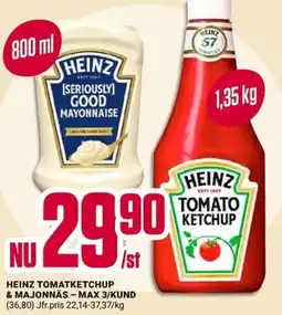 ÖoB Heinz tomatketchup & majonnäs erbjuda