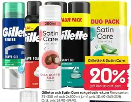 Rusta Gillette & Satin Care erbjuda