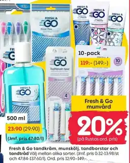 Rusta Fresh & Go munvård erbjuda