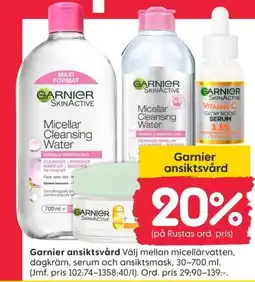 Rusta Garnier ansiktsvård erbjuda
