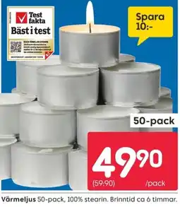 Rusta Värmeljus 50-pack erbjuda
