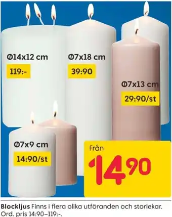 Rusta Blockljus erbjuda