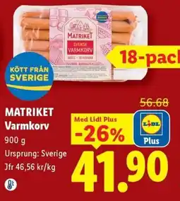 Lidl Matriket varmkorv erbjuda