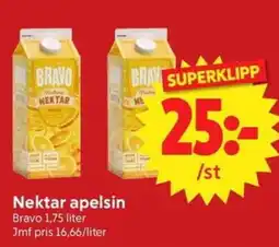 Nya Pulsen Bravo nektar apelsin erbjuda