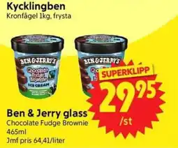 Nya Pulsen Ben & Jerry glass Chocolate Fudge Brownie erbjuda