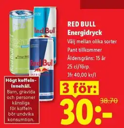 Lidl Red Bull energidryck erbjuda