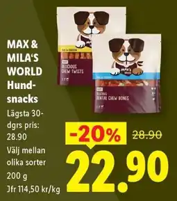Lidl Max & Mila's World Hund-snacks erbjuda