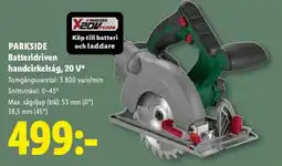 Lidl Parkside batteridriven handcirkelsåg erbjuda
