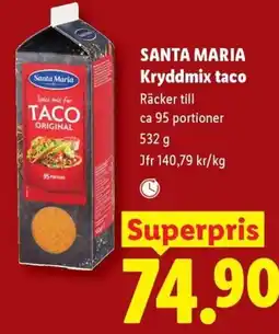 Lidl Santa maria kryddmix taco erbjuda