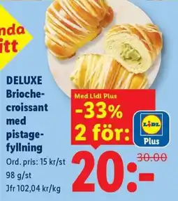 Lidl Deluxe Brioche-croissant med pistage-fyllning erbjuda