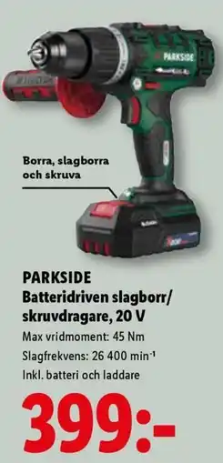 Lidl Parkside batteridriven slagborr/skruvdragare, 20 V erbjuda