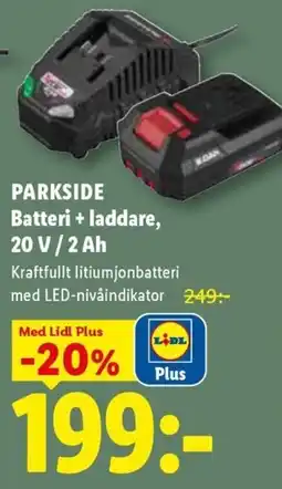 Lidl Parkside batteri + laddare erbjuda