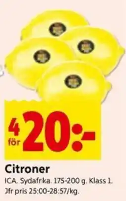 ICA Kvantum Citroner erbjuda