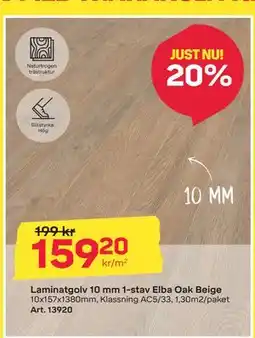 Byggmax Laminatgolv 10 mm 1-stav Elba Oak Beige erbjuda