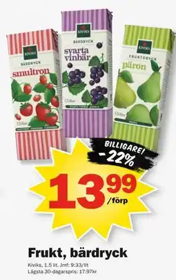 Pekås Frukt, bärdryck erbjuda
