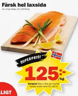 Pekås Färsk hel laxsida, Medlemspris erbjuda