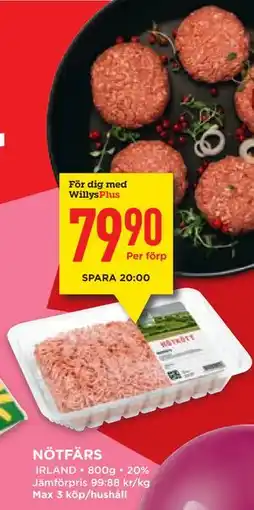 Willys NÖTFÄRS, Medlemspris erbjuda