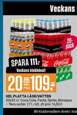 ÖoB HEL PLATTA LÄSK/VATTEN, Medlemspris erbjuda