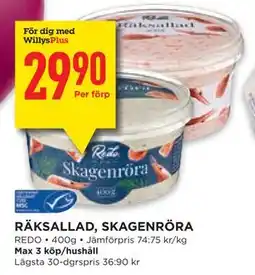 Willys RÄKSALLAD, SKAGENRÖRA, Medlemspris erbjuda
