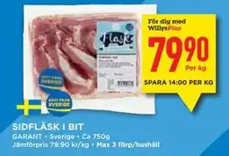 Willys SIDFLÄSK I BIT, Medlemspris erbjuda