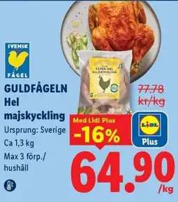Lidl Guldfågeln hel majskyckling erbjuda