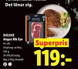 Lidl Deluxe Angus Rib Eye erbjuda