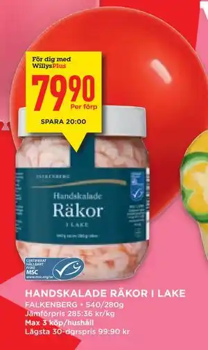 HANDSKALADE RÄKOR I LAKE, Medlemspris