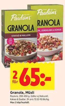 ICA Kvantum Granola, Müsli erbjuda