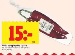 ICA Kvantum Röd spetspaprika i påse erbjuda
