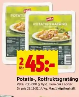ICA Kvantum Peka Potatis-, Rotfruktsgratäng erbjuda