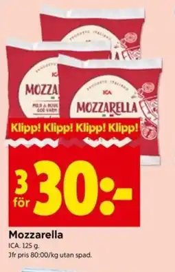ICA Kvantum ICA mozzarella erbjuda
