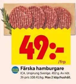 ICA Kvantum Färska hamburgare erbjuda