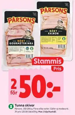 ICA Kvantum Tunna skivor, Medlemspris erbjuda
