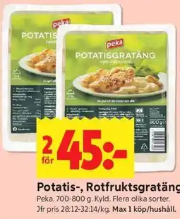 ICA Kvantum Potatis-, Rotfruktsgratäng erbjuda