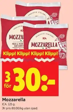 ICA Kvantum Mozzarella erbjuda