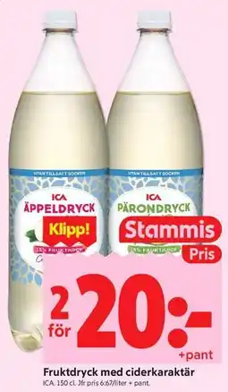 ICA Kvantum Fruktdryck med ciderkaraktär, Medlemspris erbjuda