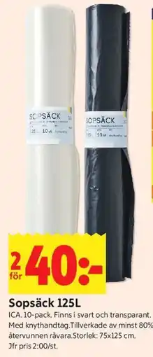 ICA Kvantum Sopsäck 125L erbjuda