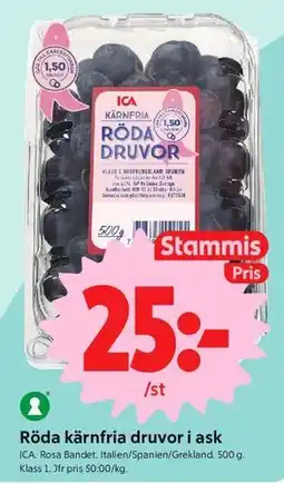 ICA Nära Röda kärnfria druvor i ask, Medlemspris erbjuda