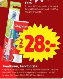 ICA Nära Tandkräm, Tandborste erbjuda