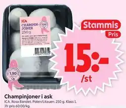 ICA Supermarket Champinjoner i ask, Medlemspris erbjuda