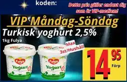 Supergrossen Turkisk yoghurt 2,5%, Medlemspris erbjuda