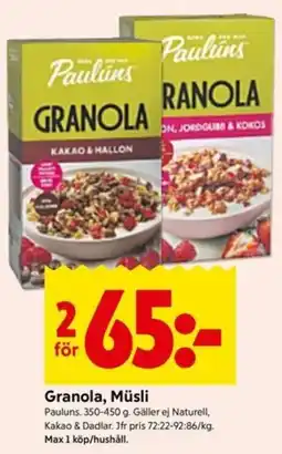 ICA Kvantum Pauluns granola erbjuda