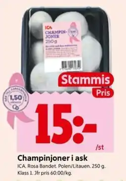 ICA Kvantum Ica champinjoner i ask erbjuda