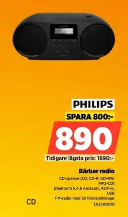 Power Philips bärbar radio erbjuda
