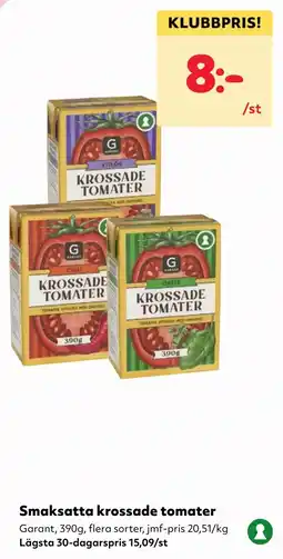 MatArket Garant smaksatta krossade tomater erbjuda