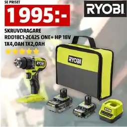 Bauhaus Ryobi skruvdragare rdd18c1-2c42s one+ hp 18v erbjuda