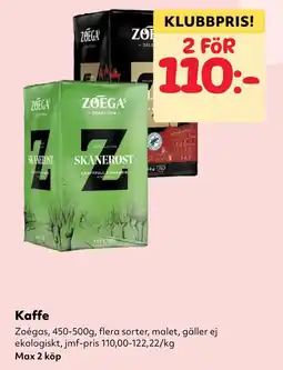 MatArket Zoégas kaffe erbjuda