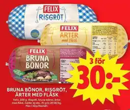 ICA Maxi Felix bruna bönor, risgröt, ärter med fläsk erbjuda